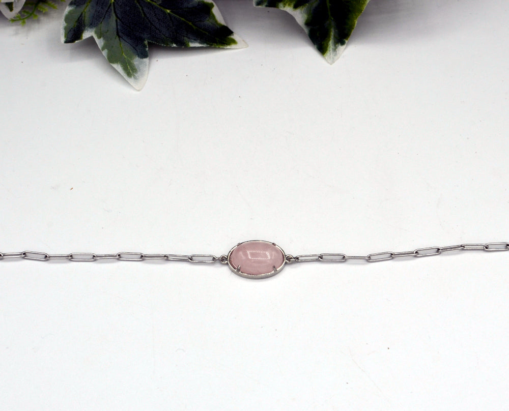 Chain Gem Rozenkwarts Armband