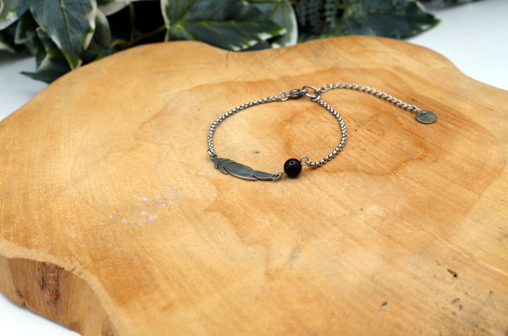 edelstenen armband van zwarte obsidiaan 