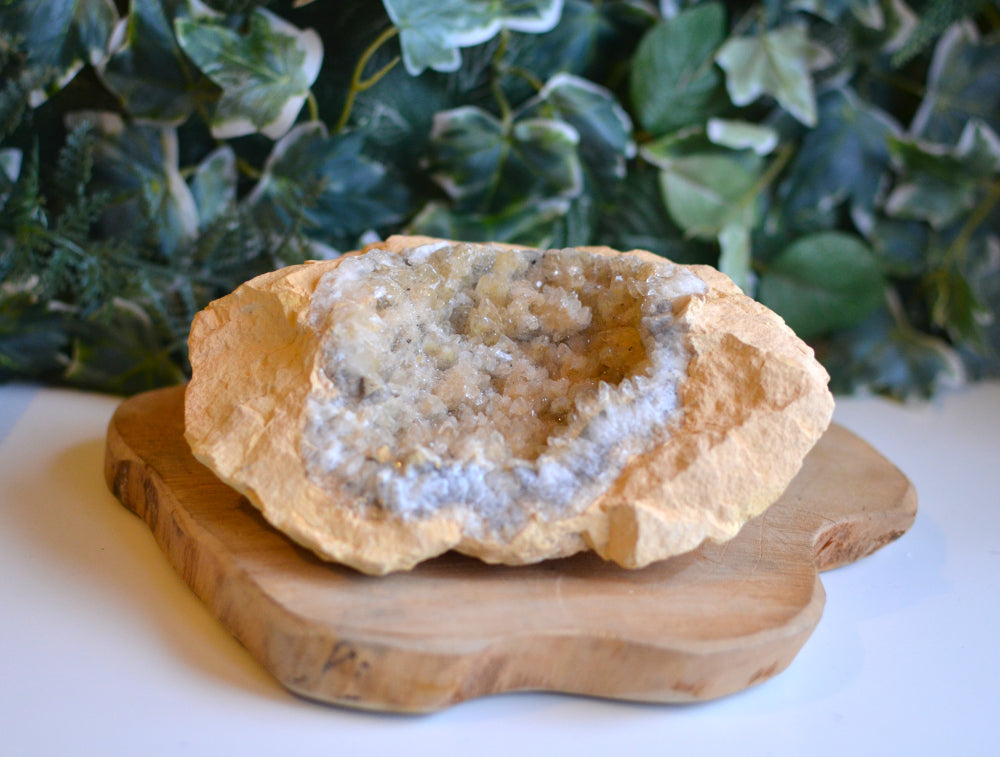 calciet met bergkristal ruw