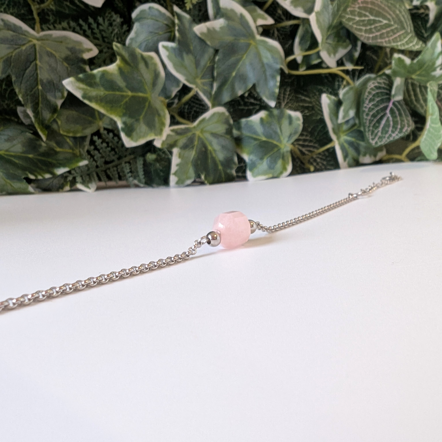 edelstenen armband van rozenkwarts
