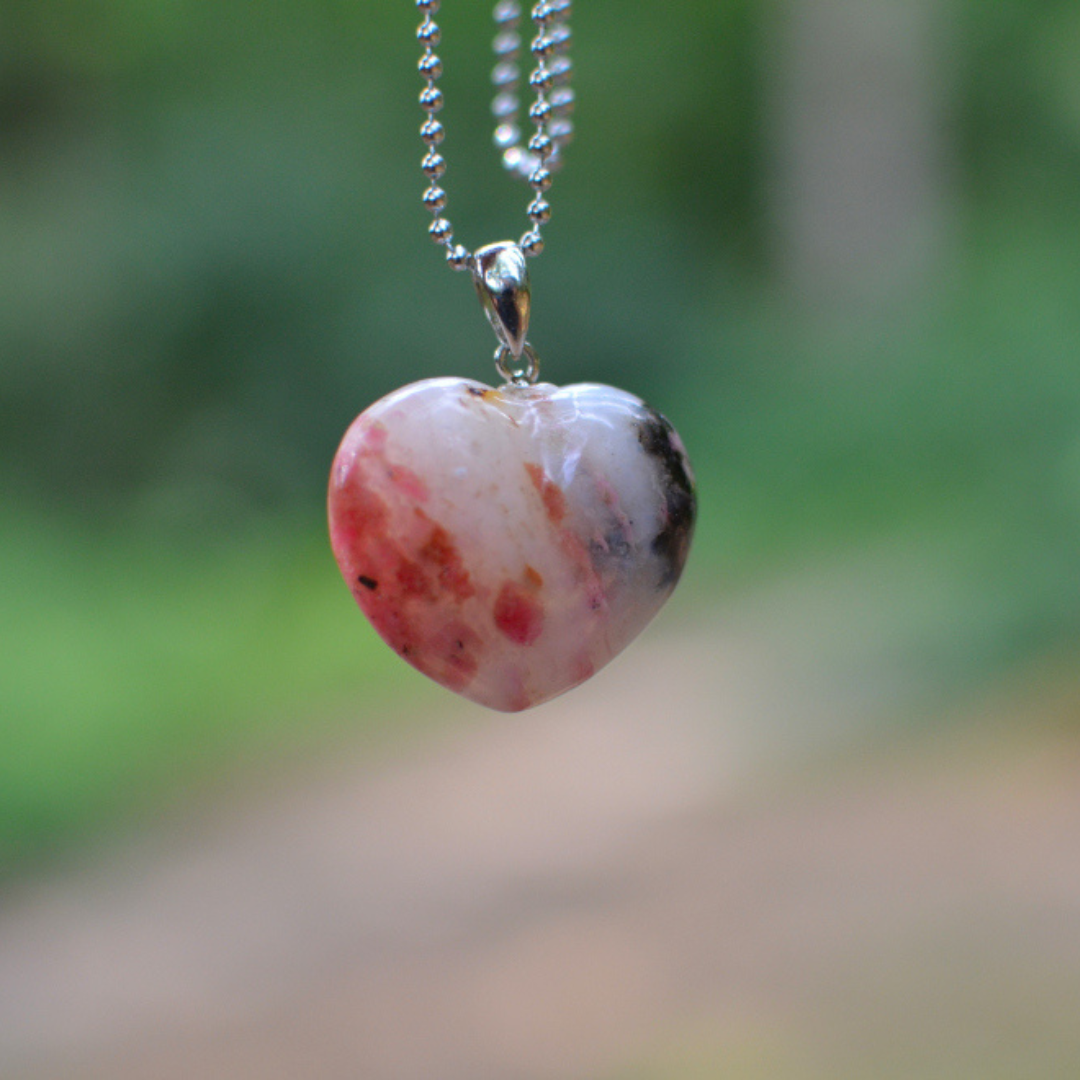 rhodoniet hart ketting