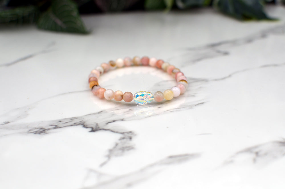 pink opal met cyrstal armband 